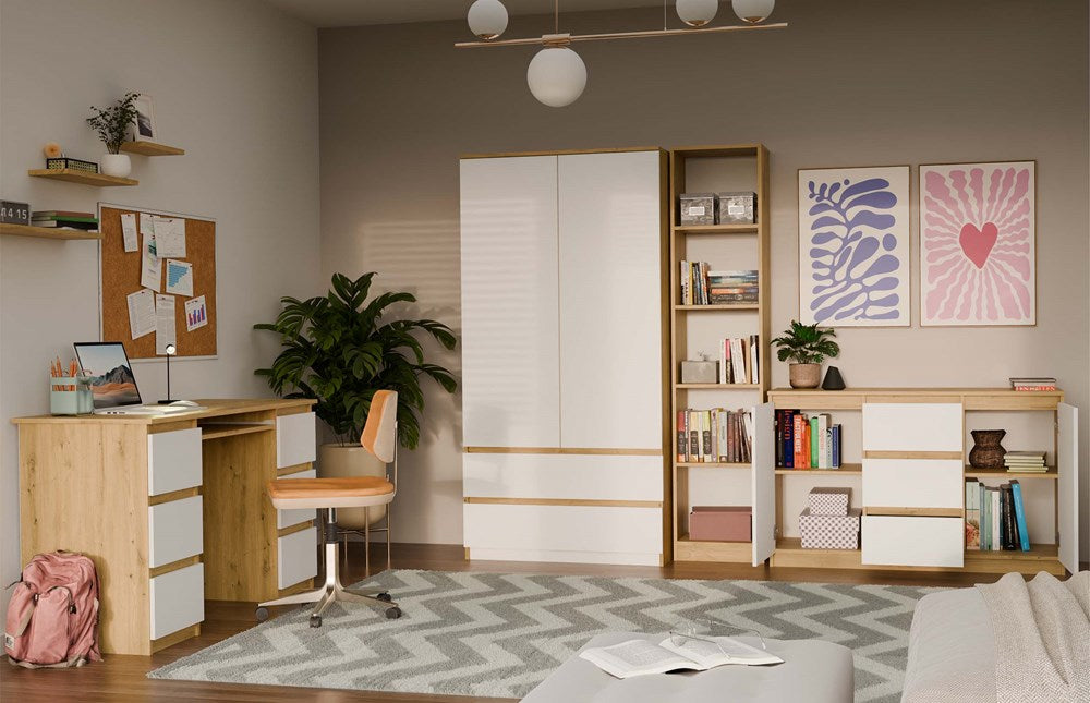 Kommode Malwa 2D3S in Eiche Artisan/Weiß