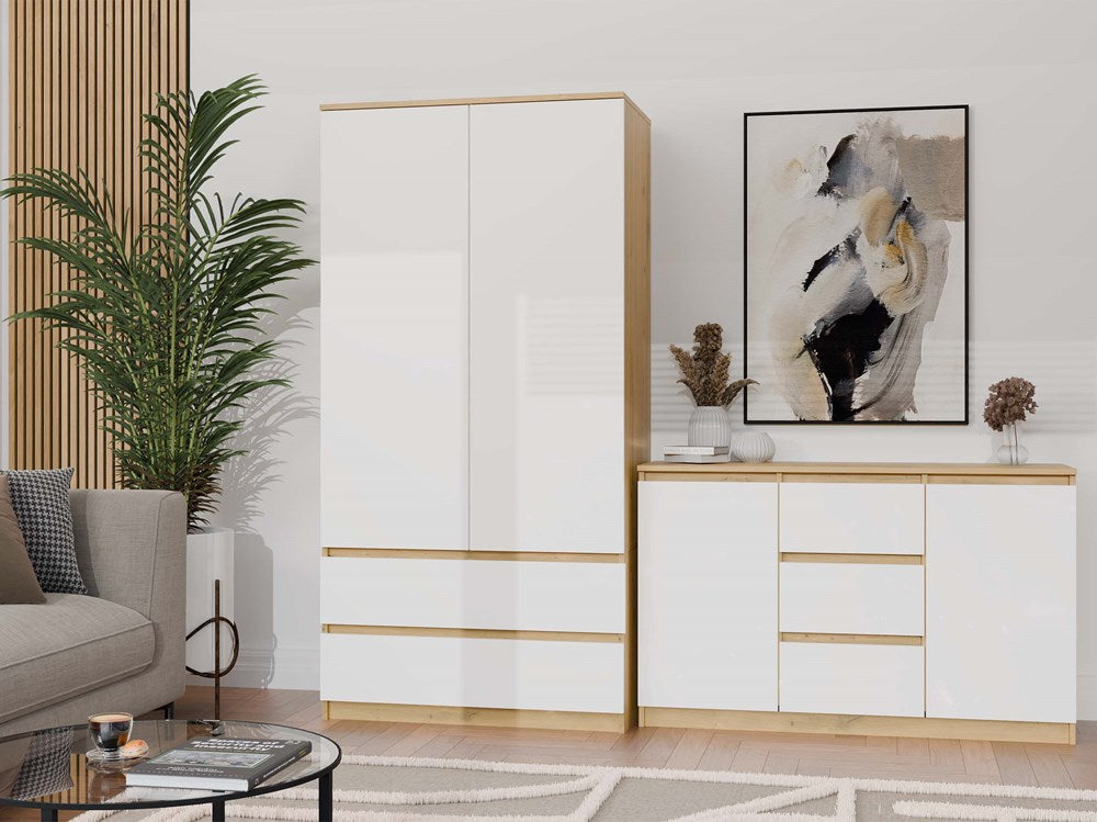 Kommode Malwa 2D3S in Eiche Artisan/Weiß