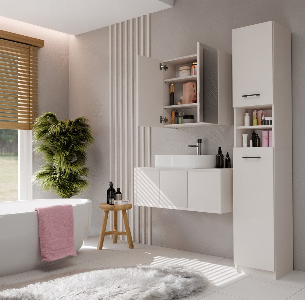 Bad Hängeschrank POLA 2DL mit Spiegel, Kaschmir