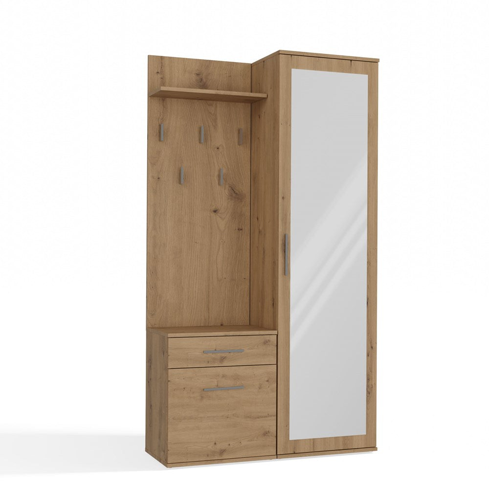 Garderobe UWE Artisan Eiche links mit Spiegel 50 cm