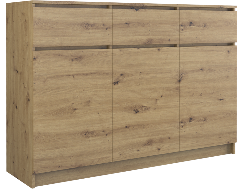 Kommode Wolfgang Artisan Eiche mit 3 Türen 120 cm