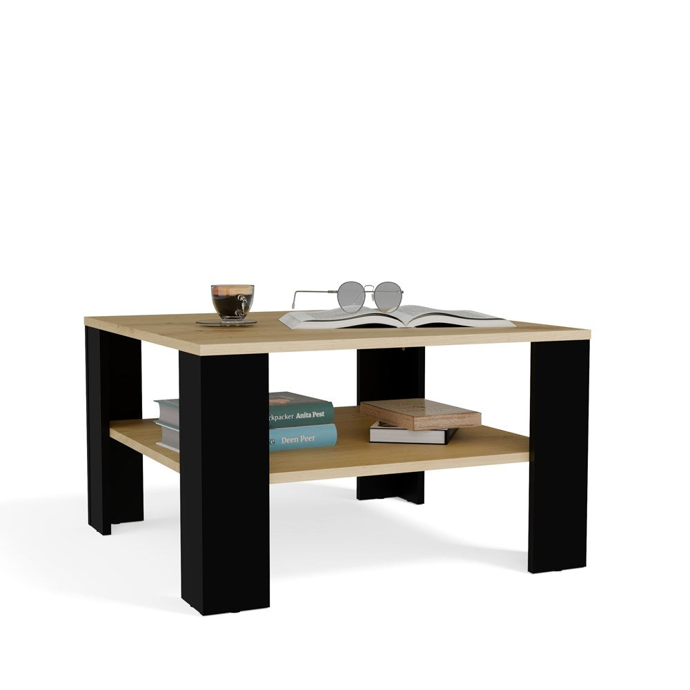 Couchtisch UNO Artisan-Eiche und Schwarz 68x68