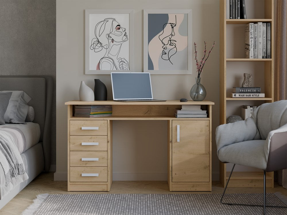 Schreibtisch UTE Artisan Eiche mit 4 Schubladen 125 cm