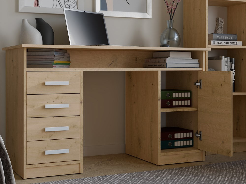 Schreibtisch UTE Artisan Eiche mit 4 Schubladen 125 cm