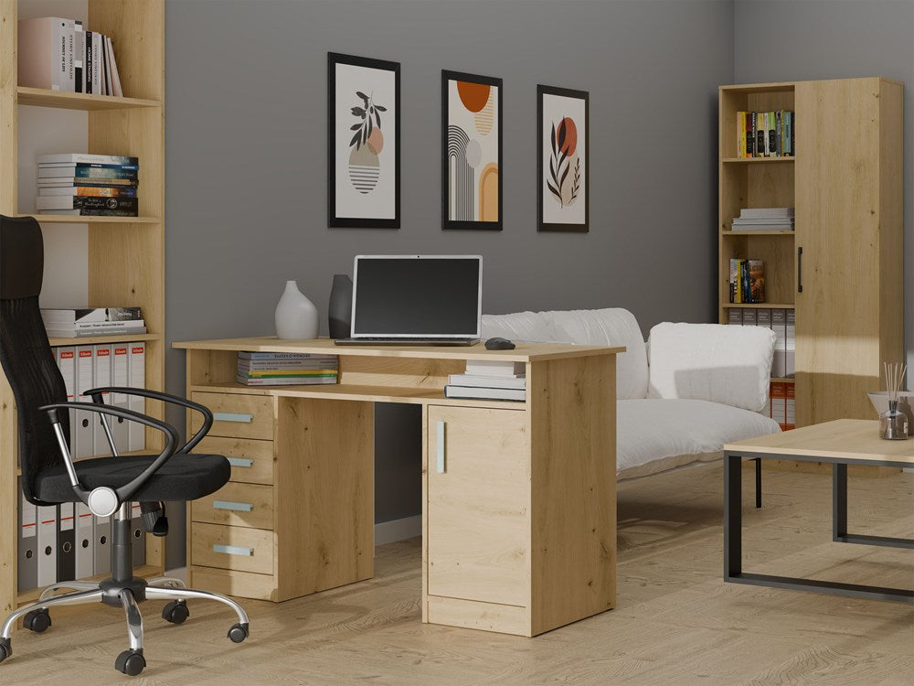 Schreibtisch UTE Artisan Eiche mit 4 Schubladen 125 cm