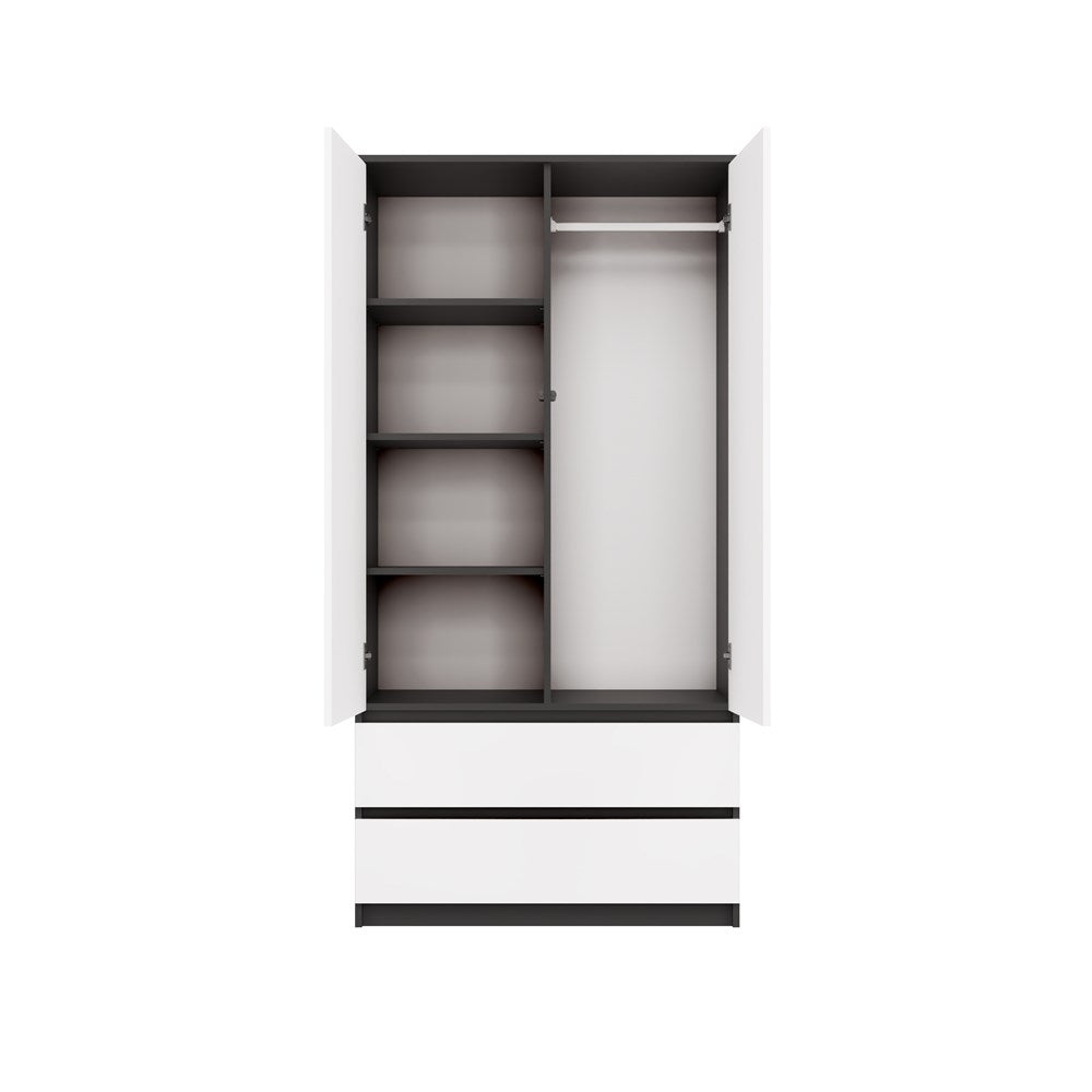 Kleiderschrank Wolfgang Anthrazit/Weiß 90 cm