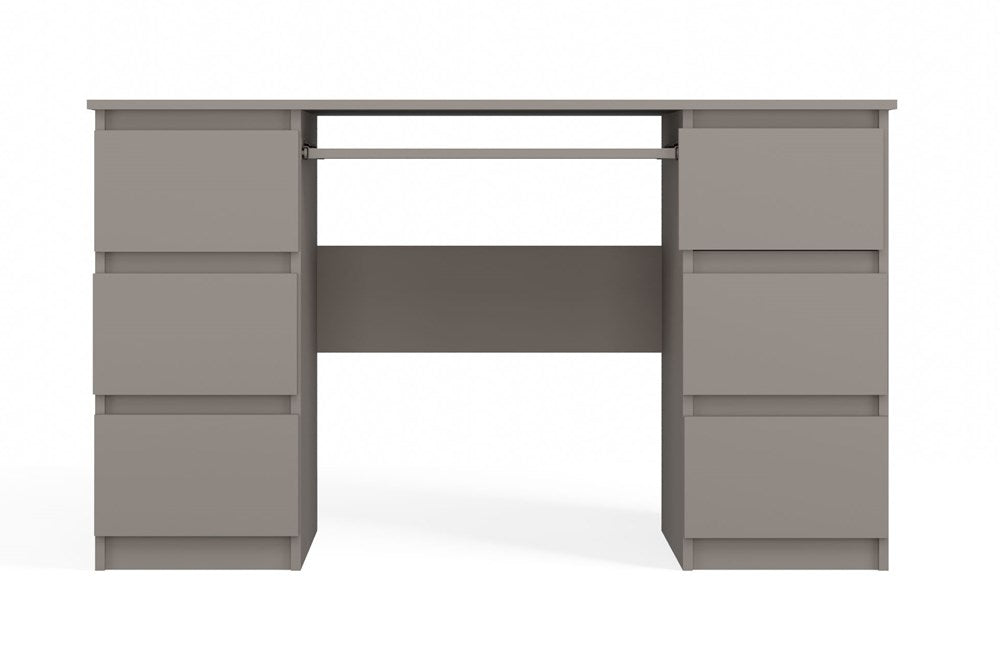 Schreibtisch Jakob Lehmfarbe (Grauton) mit Tastaturablage 130 cm