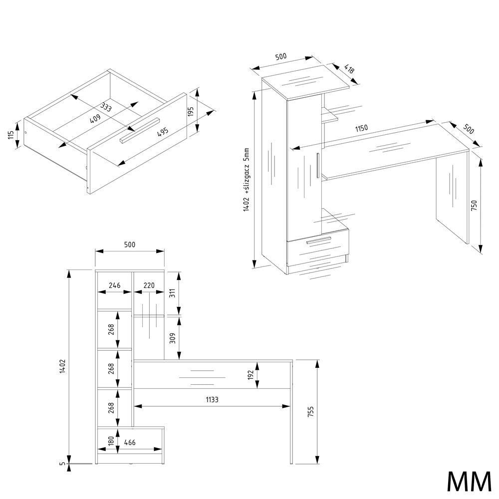 Schreibtisch Erwin Artisan Eiche 143 cm