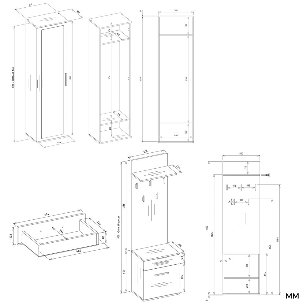 Garderobe UWE Weiß rechts