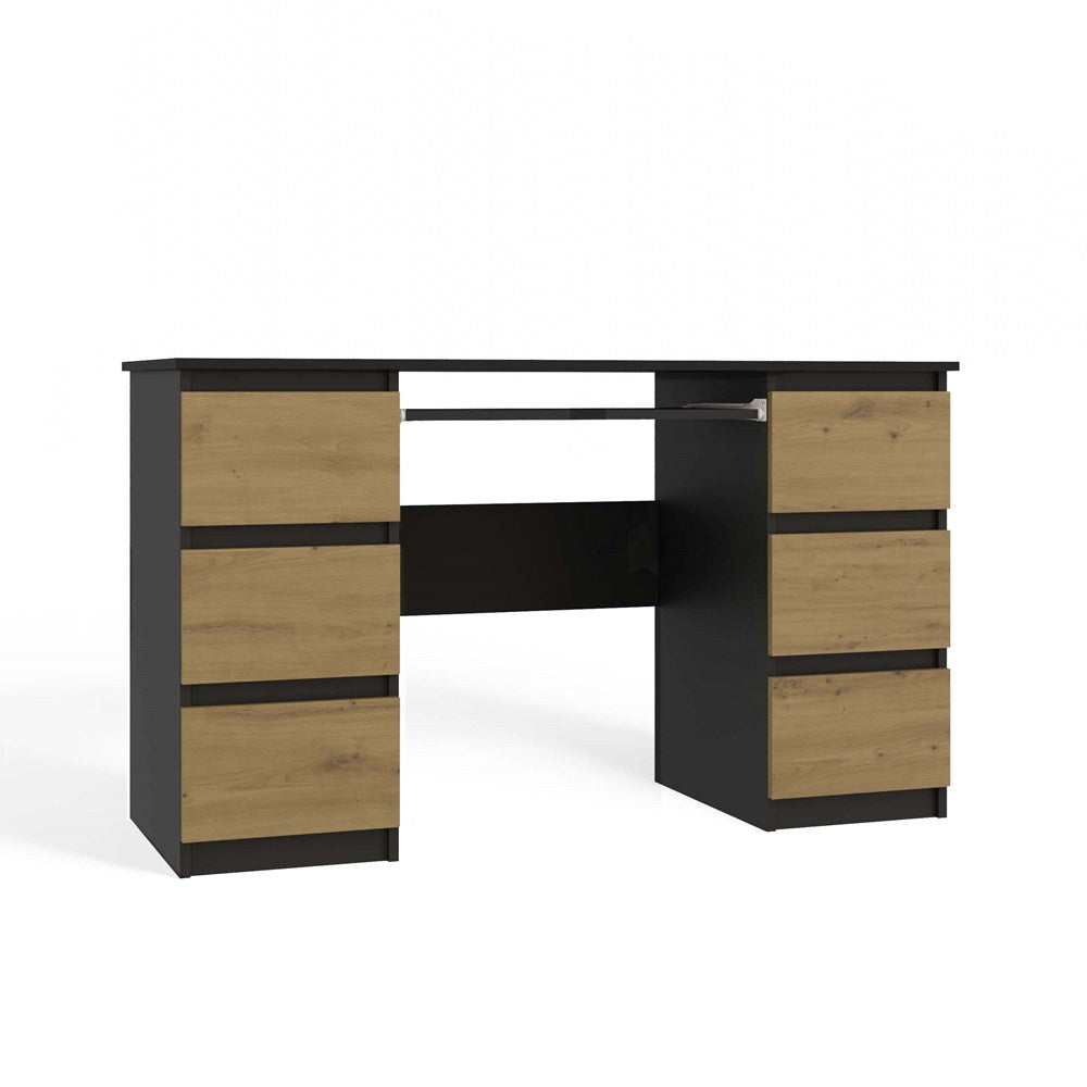 Schreibtisch Jakob Anthrazit/Artisan mit Tastaturablage 130 cm