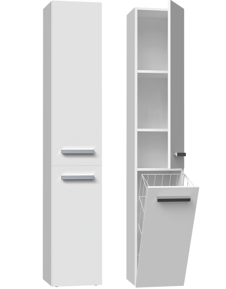 Badezimmerschrank Heinrich Weiß mit Wäschekorb rechts 31 cm breit