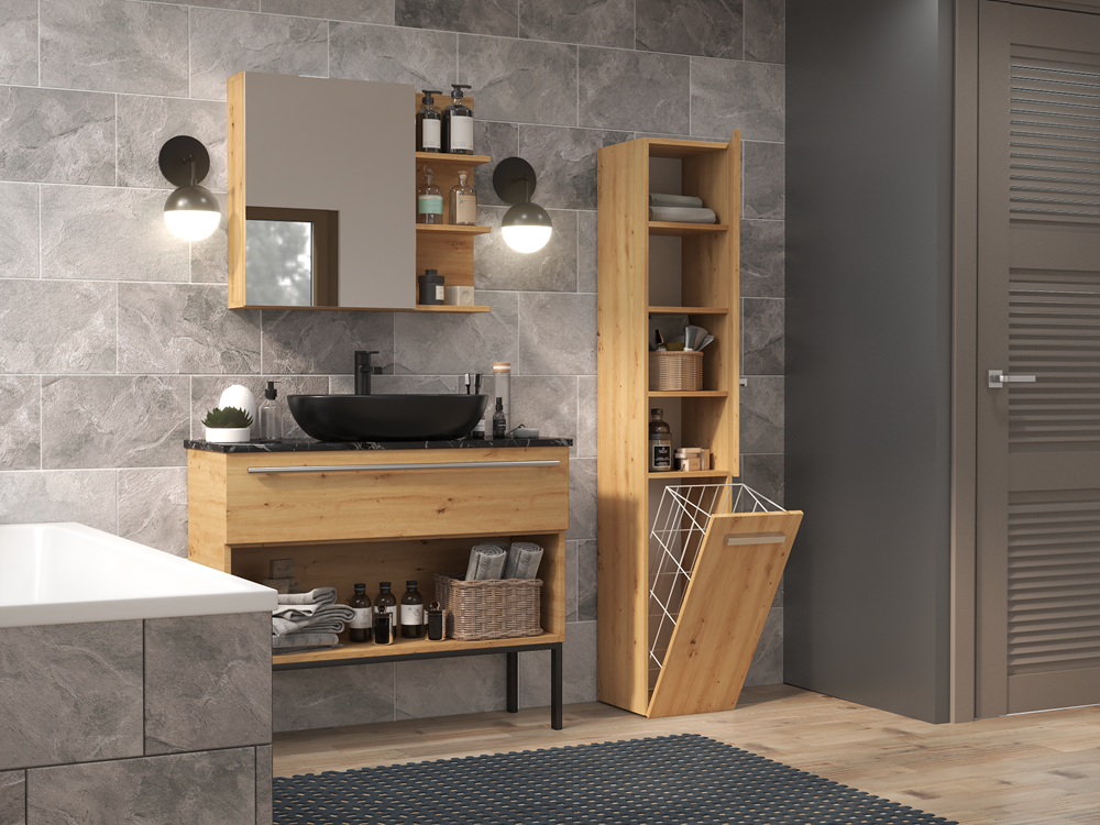 Badezimmerschrank Heinrich Artisan Eiche 31 cm breit