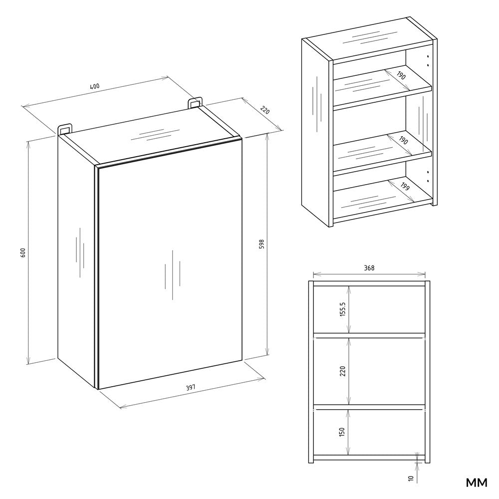Badezimmerschrank Peter Kaschmir mit Spiegel 40 cm breit
