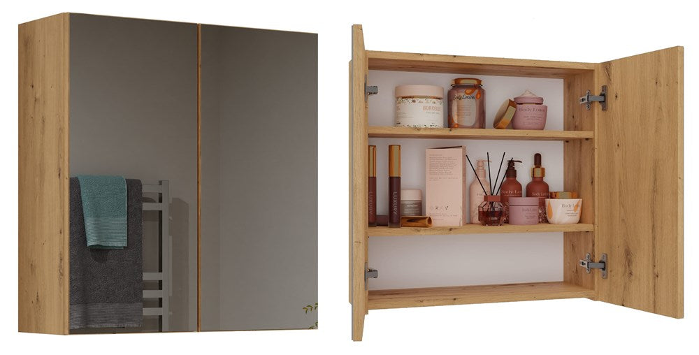 Badezimmerschrank Peter Artisan Eiche mit Spiegel und 2 Türen