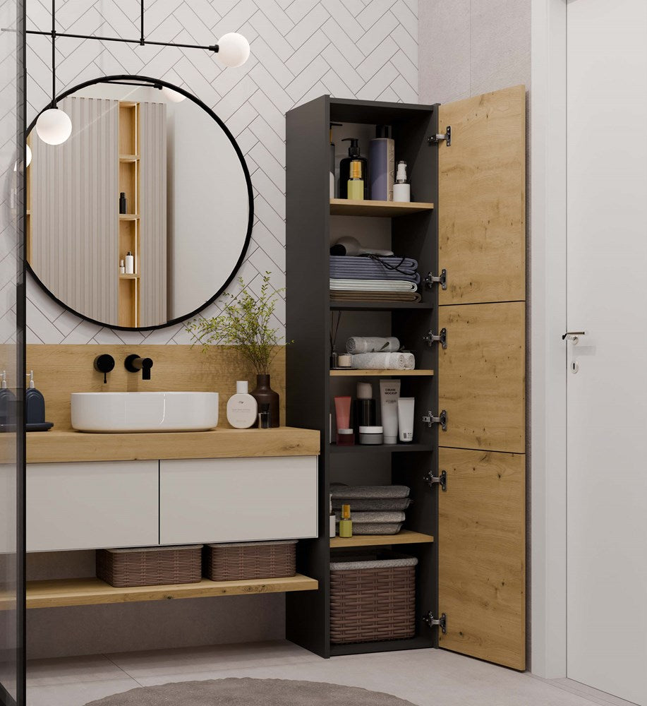 Badezimmerschrank Felix Anthrazit/Artisan 40 cm breit