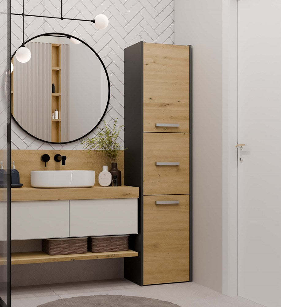Badezimmerschrank Felix Anthrazit/Artisan 40 cm breit