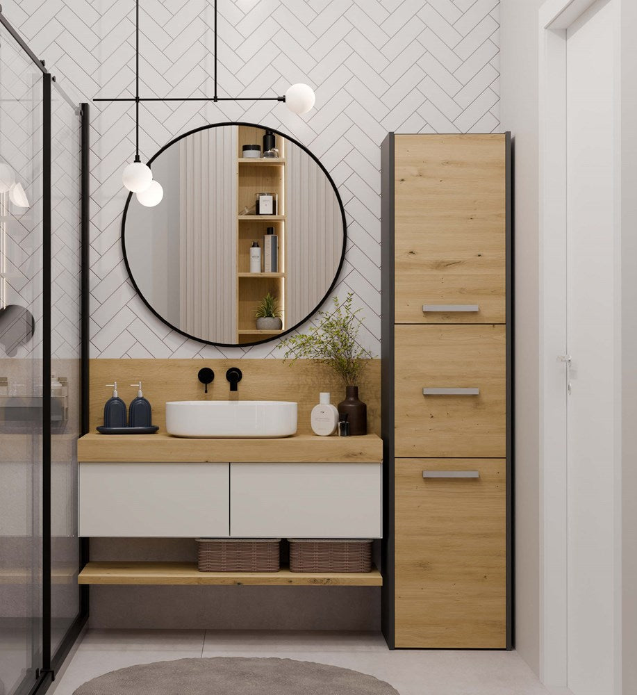 Badezimmerschrank Felix Anthrazit/Artisan 40 cm breit