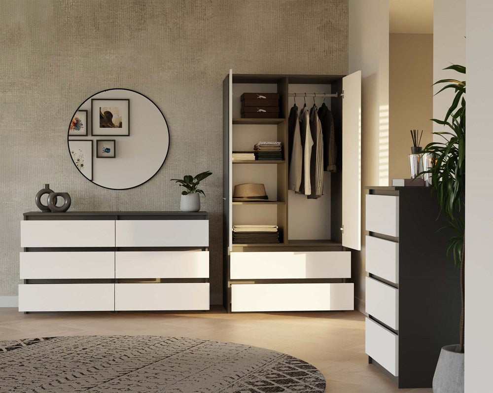 Kleiderschrank Wolfgang Anthrazit/Weiß 90 cm