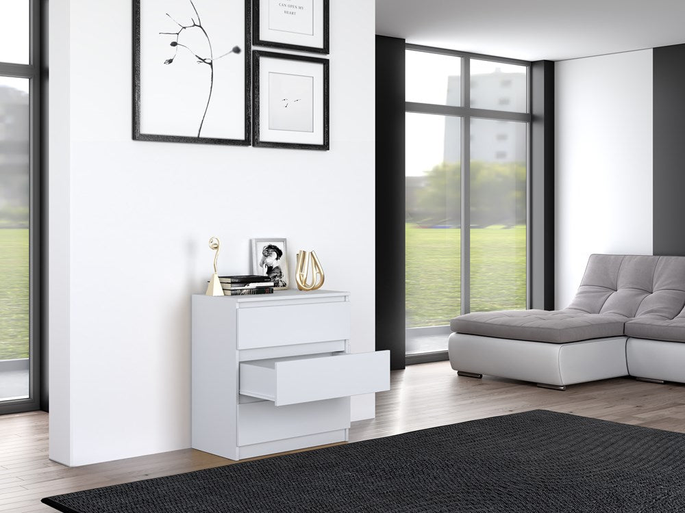 Kommode Wolfgang Weiß mit 3 Schubladen 70 cm