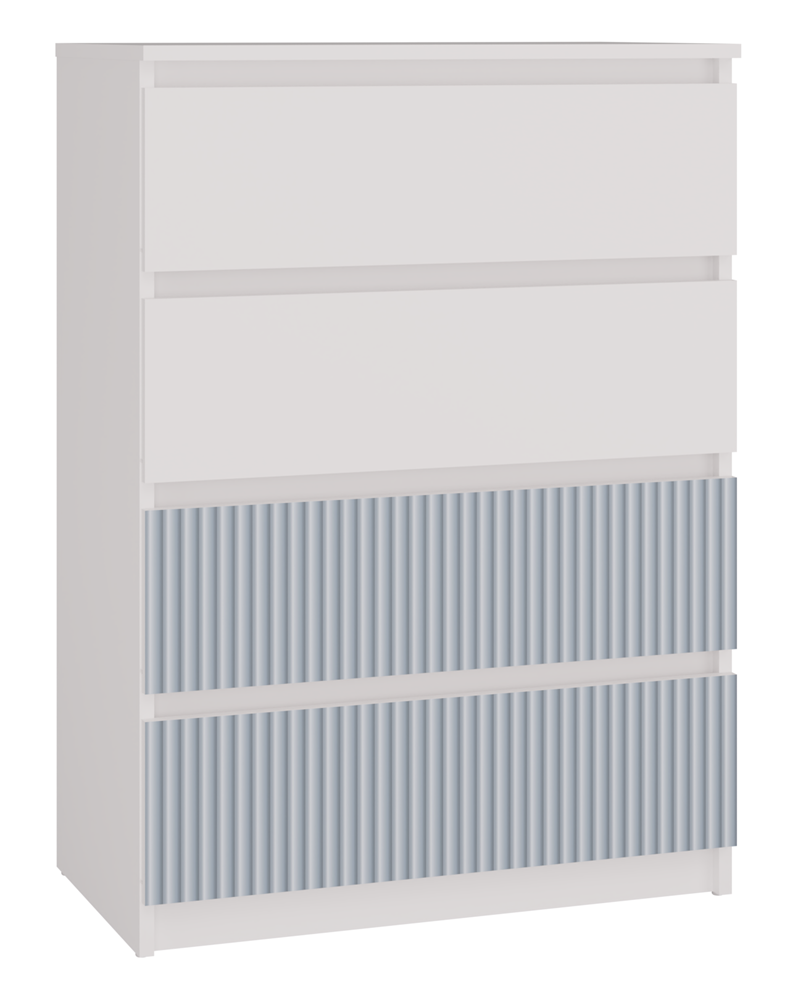 Kommode Wolfgang Blau/Weiß mit 4 Schubladen 70 cm