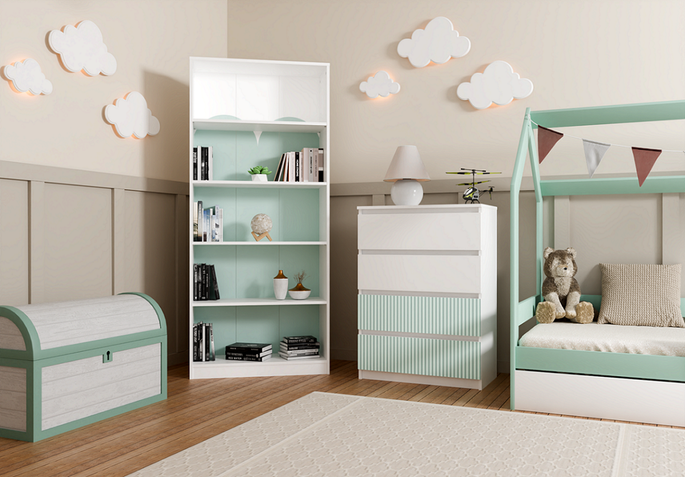 Kommode Wolfgang Mint/Weiß mit 4 Schubladen 70 cm
