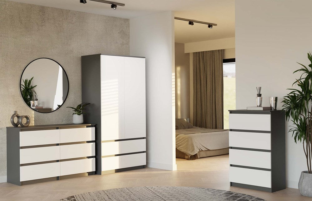 Kommode Malwa M6 in Anthrazit/Weiß