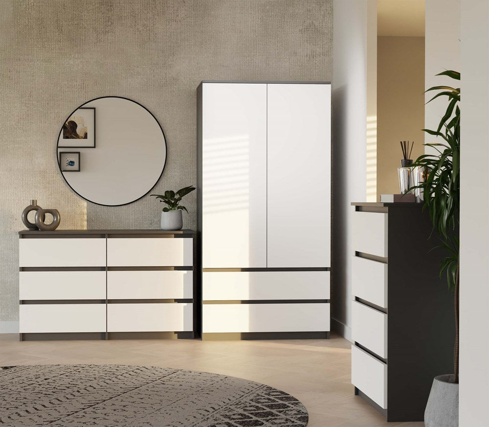 Kommode Malwa M6 in Anthrazit/Weiß