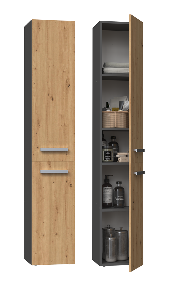 Badezimmerschrank Heinrich Anthrazit/Artisan-Eiche rechts 31 cm breit