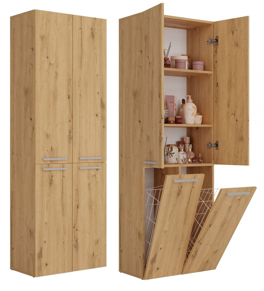 Badezimmer Hochschrank Nel 2K/DD in Eiche Artisan