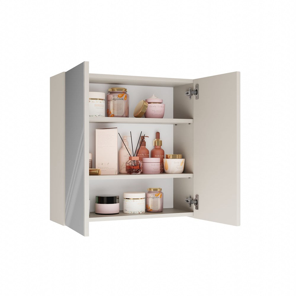 Bad Hängeschrank POLA 2DL mit Spiegel, Kaschmir