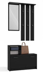 Garderobe Diana | Komplett-Set mit Spiegel, Garderobenpaneel und Schuhschrank Schwarz