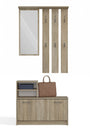 Garderobe Diana | Komplett-Set mit Spiegel, Garderobenpaneel und Schuhschrank Sonoma Eiche
