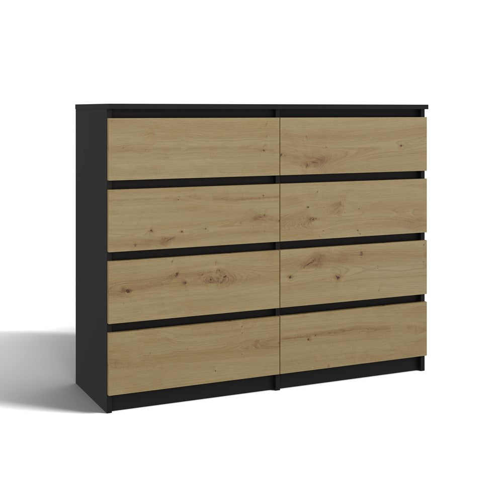 Kommode Wolfgang Anthrazit/Artisan mit 8 Schubladen 120 cm