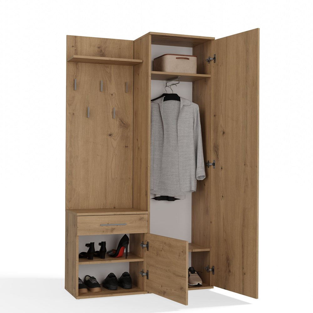 Garderobe UWE Artisan Eiche links mit Spiegel 50 cm