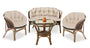 Set in beige - Drei wasserdichte Kissen 2x122x40cm für "Storchennest" + 1x190x40cm für Sofa - Rattanmöbel