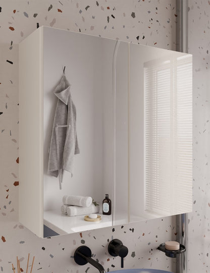 Bad Hängeschrank POLA 2DL mit Spiegel, Kaschmir