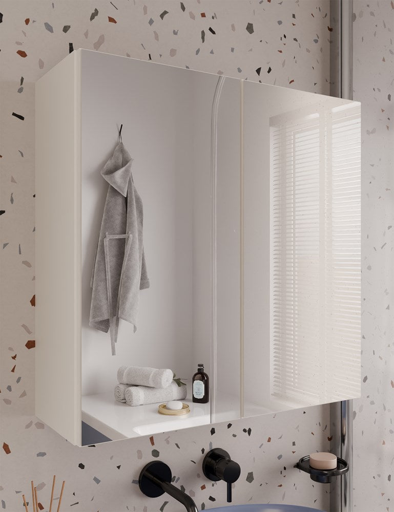 Bad Hängeschrank POLA 2DL mit Spiegel, Kaschmir