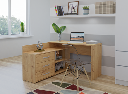 Schreibtisch Edgar Artisan Eiche mit 3 Schubladen 120 cm