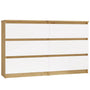Kommode WOLFGANG Weiß/Artisan 120 cm mit 6 Schubladen