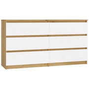 Kommode WOLFGANG Weiß/Artisan 138 cm mit 6 Schubladen