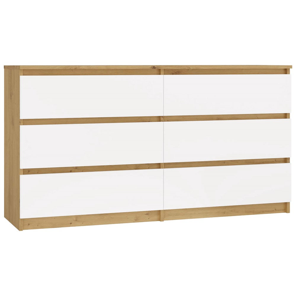 Kommode WOLFGANG Weiß/Artisan 138 cm mit 6 Schubladen