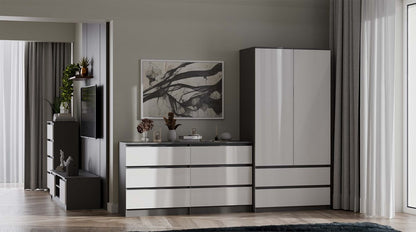 Kleiderschrank Wolfgang Anthrazit/Weiß 90 cm