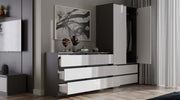 Kleiderschrank Wolfgang Anthrazit/Weiß 90 cm