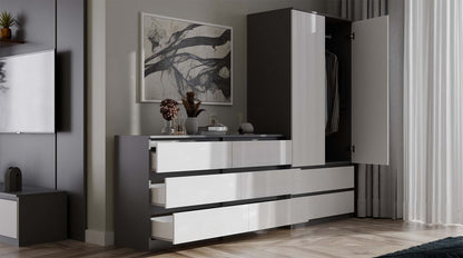 Kleiderschrank Wolfgang Anthrazit/Weiß 90 cm
