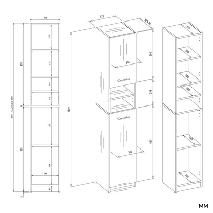 Badezimmerschrank Philipp Kaschmir mit 2 Türen 32 cm breit