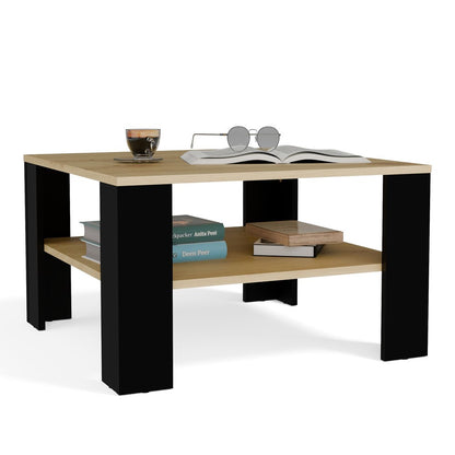 Couchtisch SQUARE mit Ablage Eiche Artisan/Schwarz