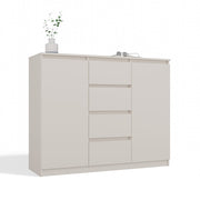 Kommode Wolfgang Kaschmir mit 2 Türen und 4 Schubladen, 120 cm