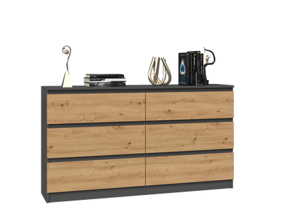 Kommode Malwa M6/140 in Anthrazit & Artisan-Eiche