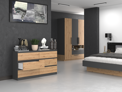 Kommode Malwa M6/140 in Anthrazit & Artisan-Eiche