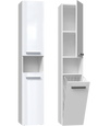 Badezimmerschrank Heinrich Weiß Hochglanz rechts 31 cm breit mit Wäschekorb